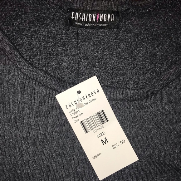 Oversized Distressed Tunic Charcoal Dress - Picture 4 of 6